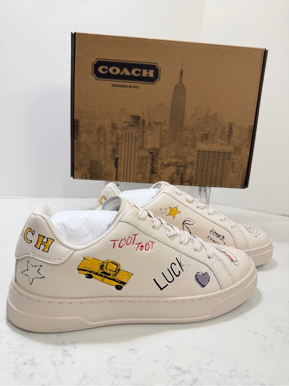 Coach cream graphic 'New York Big Apple' sneakers
